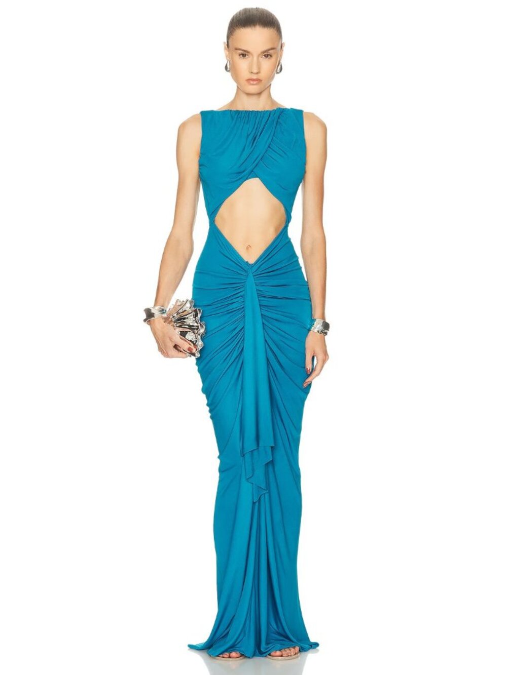 Christopher Esber Bateau Drape Disconnect Tank Dress in Lake Blue